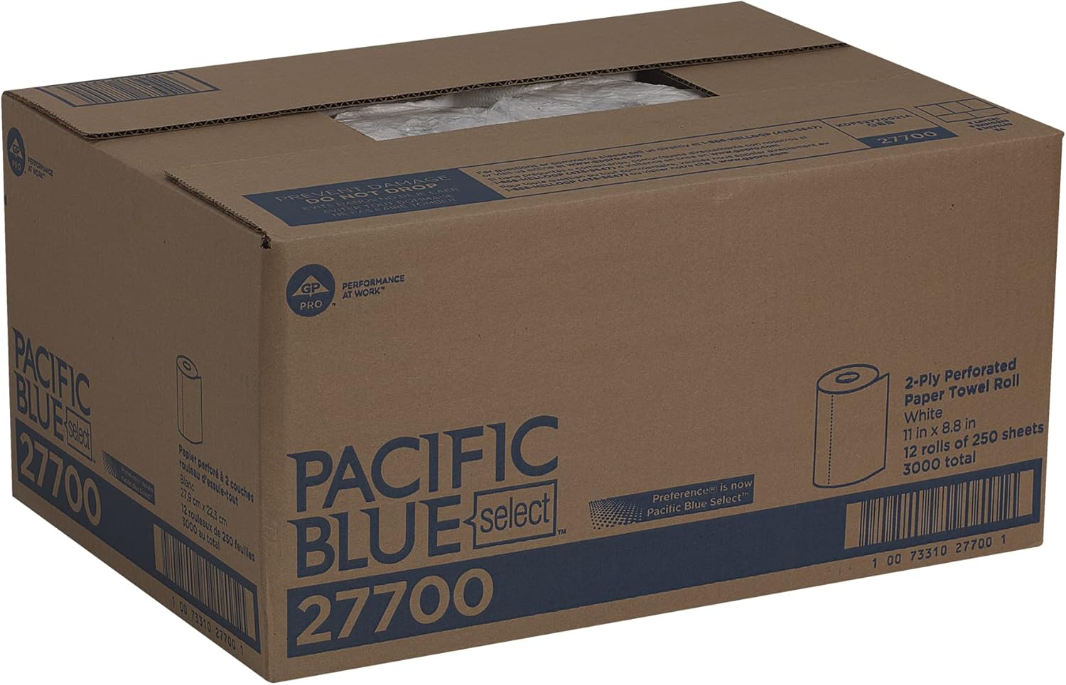 Georgia-Pacific Pacific Blue Select 2-Ply Perforated Roll Paper Towel (Previously Branded Preference), White, 27700, 250 Sheets Per Roll, 12 Rolls Per Case - Image 6