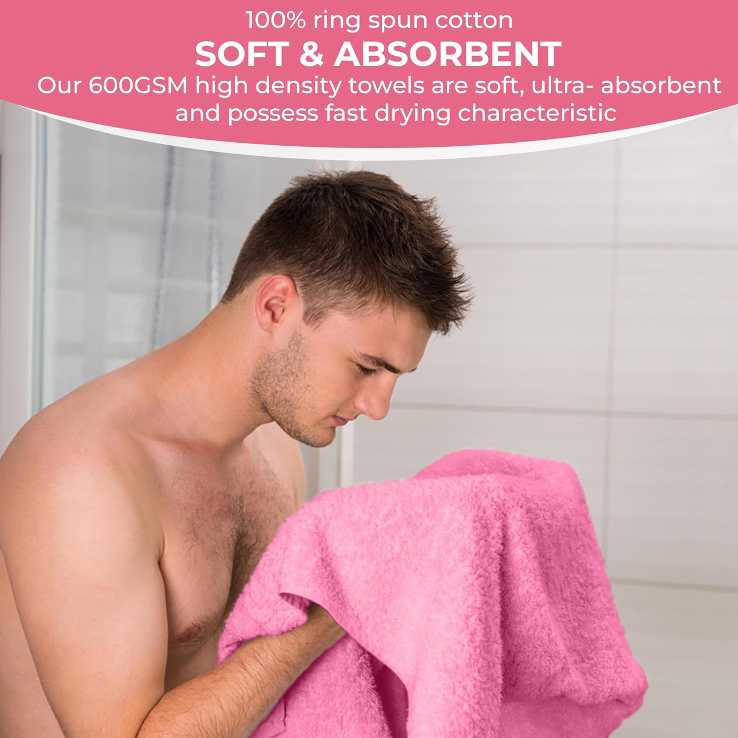 100% Cotton Bath Towel Set – Soft, Absorbent Towels for Bathroom, Spa & Gym Use – Durable, Reusable & Machine Washable Bath Towels - Multi-Color, 27 x 54 Inches, Pack of 6 - Image 6