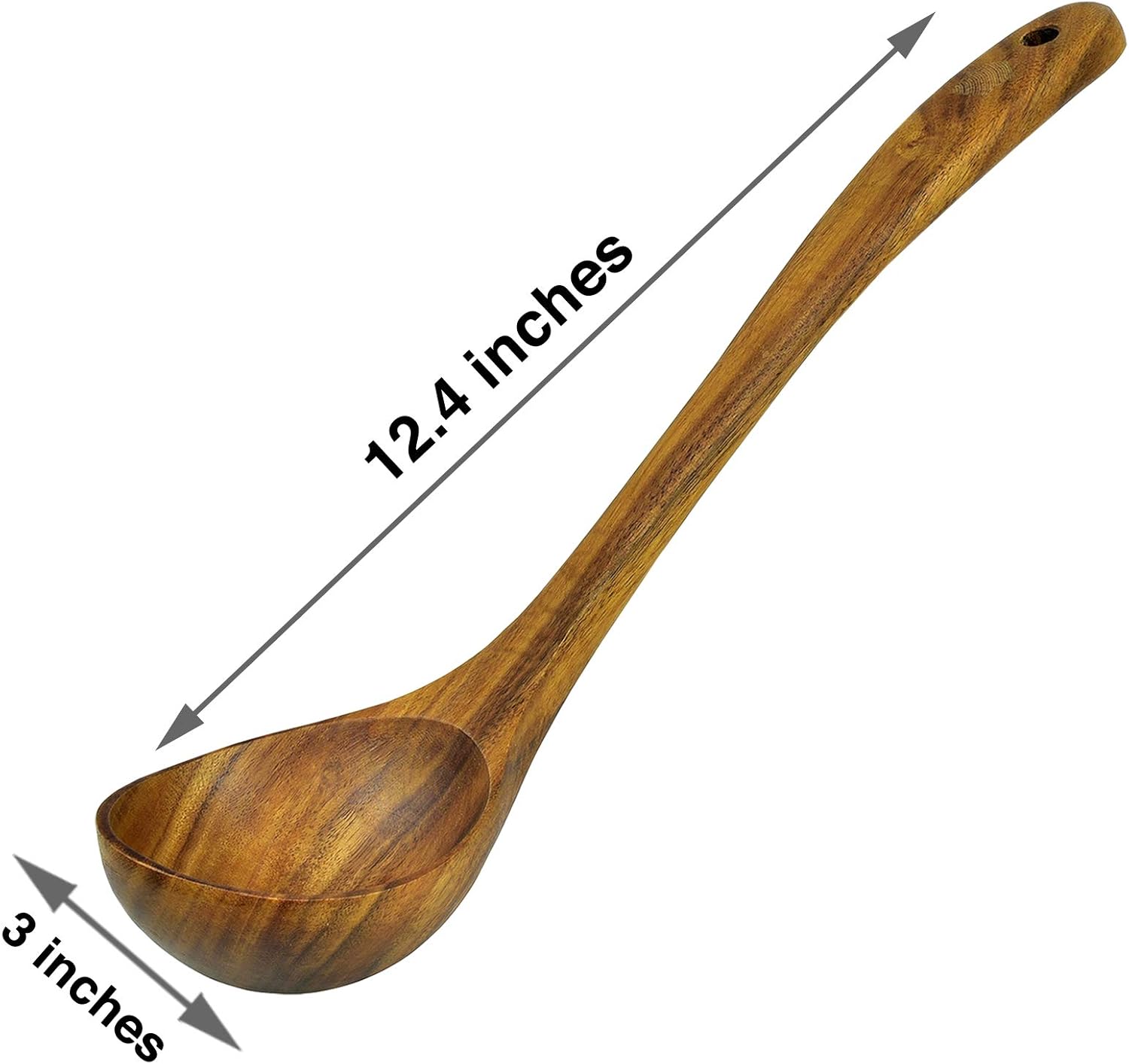 Wooden Ladle for Cooking, Soup Spoon Ladle – Teak Wooden Serving Spoon, 12.4″ Handle, Medium Scoop Size 2 oz – Eco Friendly, Natural and Sustainable - Image 6