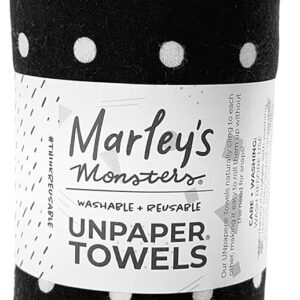 Marley’s Monsters UNpaper Towels – 24 Count roll, Reusable Paper Towels, Paperless, Cotton, Tree Free (Black and White Dots)