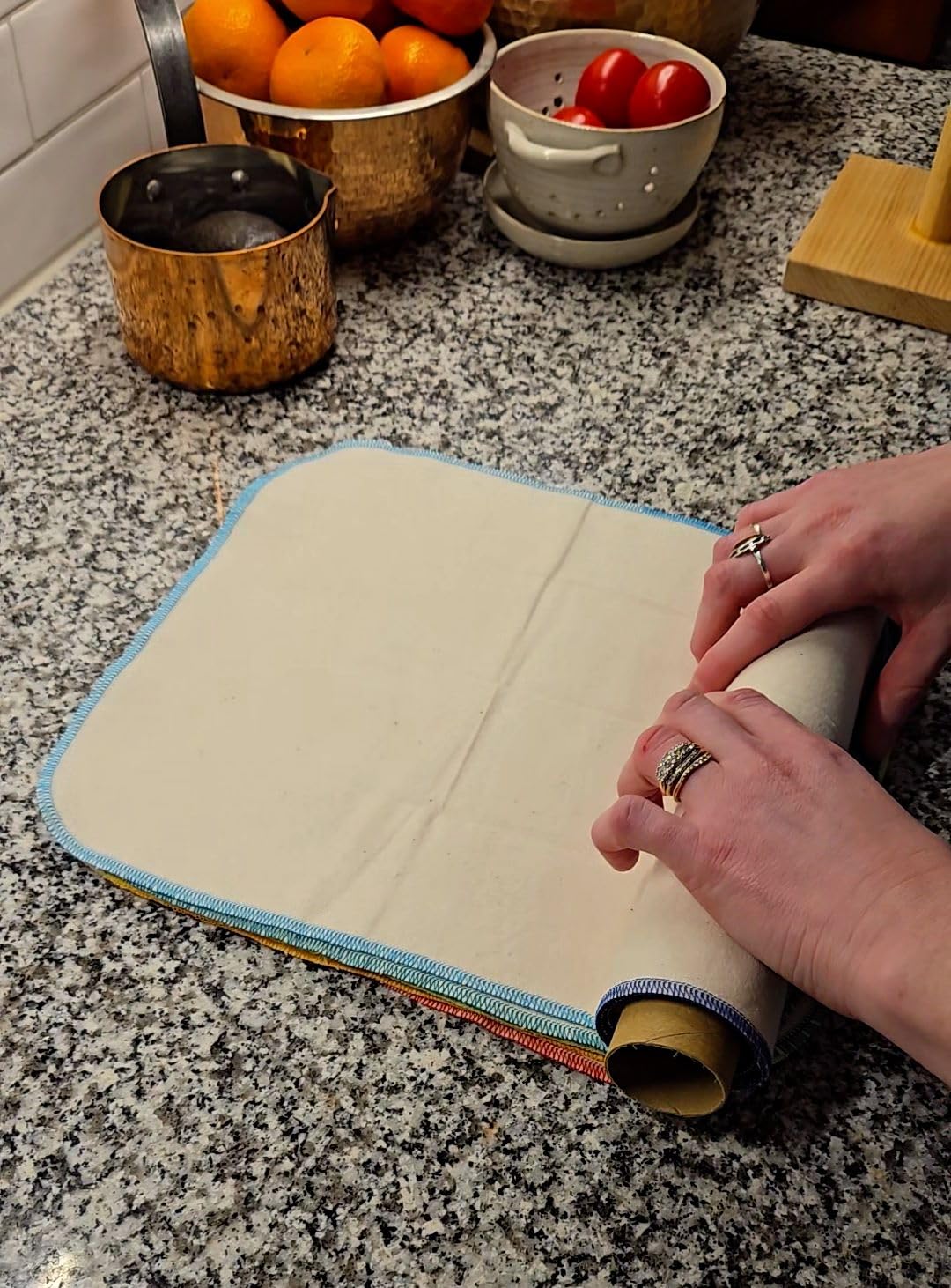 Gina's Soft Cloth Shop 2 Ply 11x12 Inches Natural Unbleached Birdseye Paperless Towel Set of 10 Assorted Earthtone Colors- Proudly Made in the USA! - Image 3