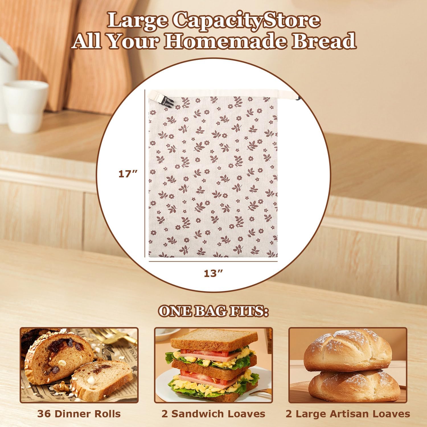 Reusable Beeswax Bread Bags&Beeswax Wraps for Food, Organic Bread bags Reusable to Keep Fresh,Sustainable, Biodegradable Homemade Washable Food Wraps, Must-Have Baking Accessories - Image 5