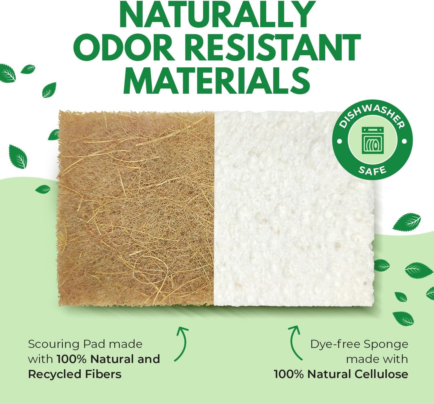 10 Pack Biodegradable Natural Kitchen Sponge - Compostable Cellulose and Coconut Walnut Scrubber Sponge - Eco Friendly Sponges for Dishes - Image 5