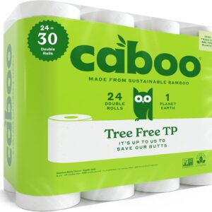 Caboo Tree Free Toilet Paper, Septic Safe Toilet Tissue, Non Toxic, Chemical Free, Non Toxic, 2 Ply Bathroom Toilet Paper | Pack of 24 Double Rolls, 300 Sheets Per Roll
