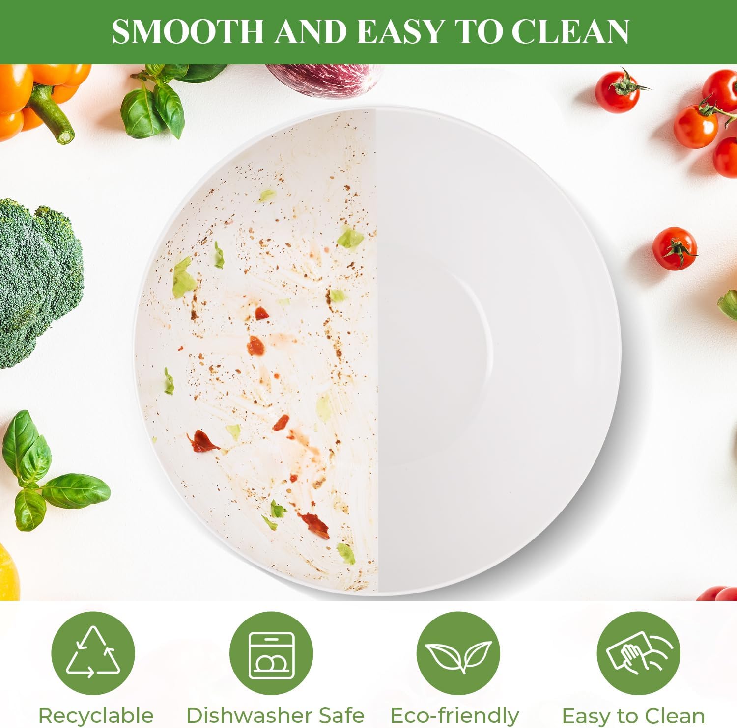 GEHE 12" Salad Bowls, Bamboo Fiber Salad Bowl with Lid, 7.7Qt Extra Large Mixing Bowls with Servers for Kitchen, Salad Serving Bowl Set with Utensils for Salad, Pasta, Fruits, Vegetables and Dessert - Image 5