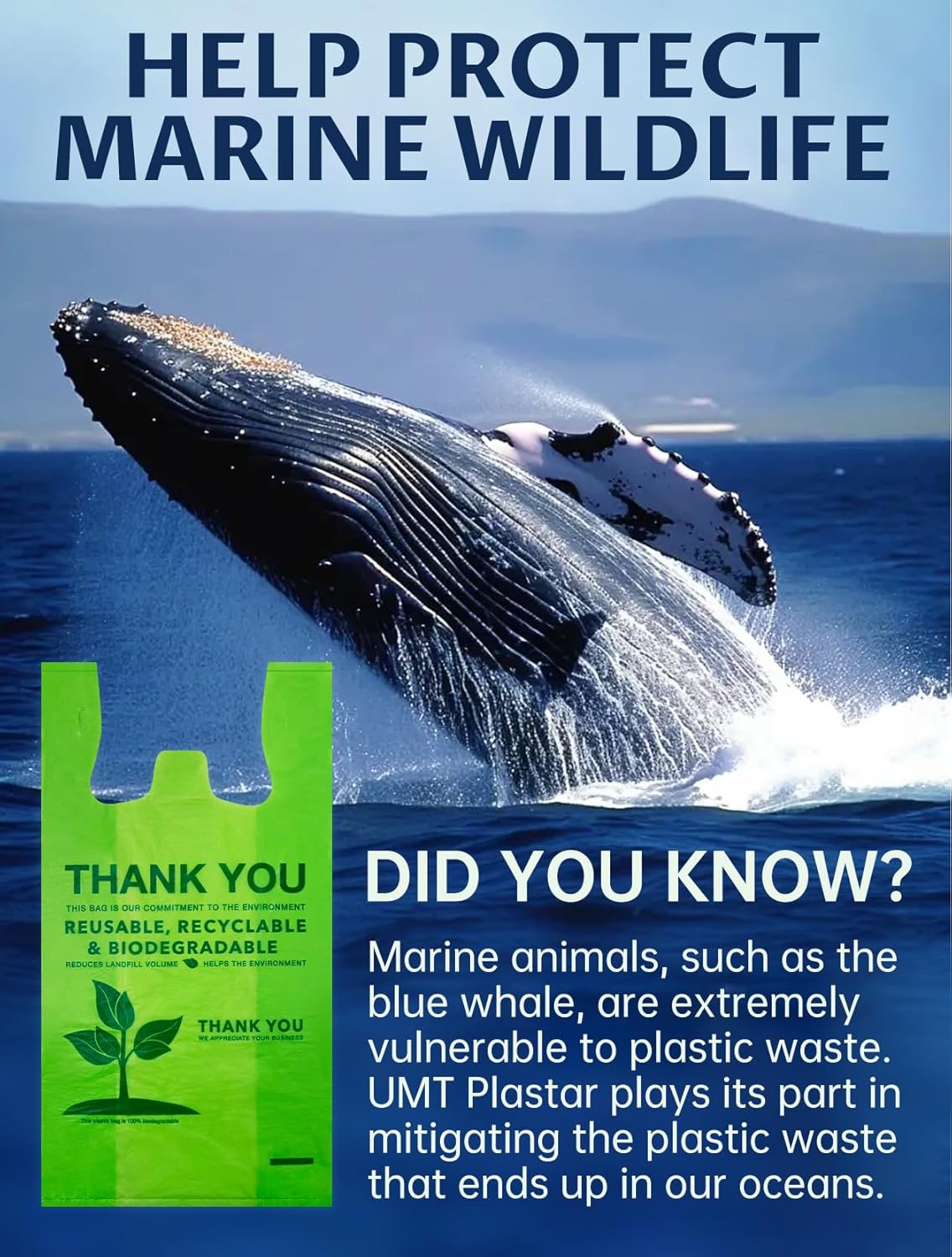 200 Count 100% Biodegradable Thank You Bags – Compostable, Recyclable, Eco-Friendly Grocery T-Shirt, 11.5" x 6.25" x 21", 16 Mic - Image 5