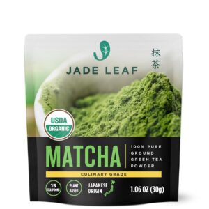 Jade Leaf Matcha Organic Green Tea Powder – Culinary Grade Premium Second Harvest – Authentic Japanese Origin (1.06 Ounce Resealable Pouch)