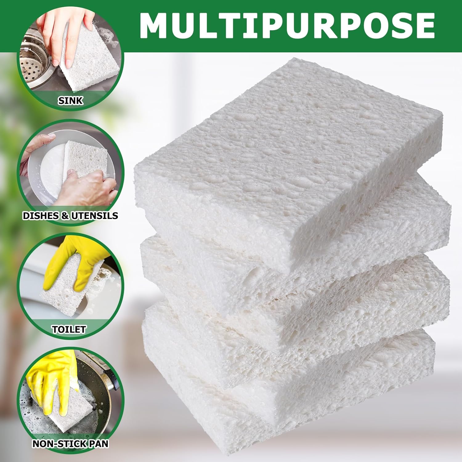 12 Pack Dishwashing Sponges Natural Cellulose Sponges Plant Based Resilient and Reusable Soft Dish Sponges for Washing Dishes DIY Craft Sponge for Fun - Image 7