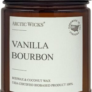 Vanilla Bourbon Candle | Arctic Wicks 9oz Coconut & Beeswax Candles | Scented Non-Toxic Candles for Fall, Winter, Holidays, Gifts For Him, Whiskey Bourbon, Vanilla Candle | USDA Certified Biobased