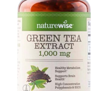NatureWise Green Tea Extract Capsules 1000 mg – 50% EGCG & 98% Polyphenols – Extra Strength Green Tea Pills – Antioxidants for Heart Health & Energy – Vegan, Non-GMO – 60 Count[30-Day Supply]