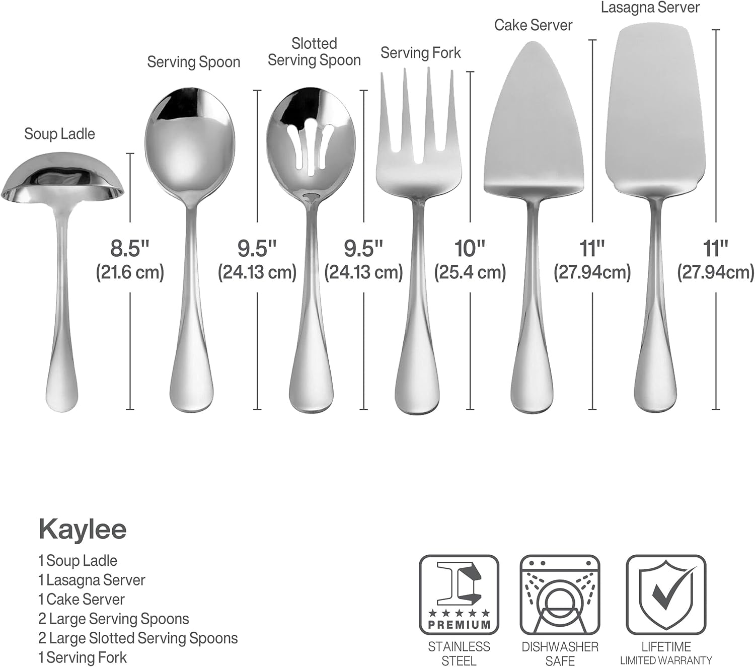 Gourmet Basics by Mikasa 5181046 Kaylee 8-Piece Stainless Steel Serving Set - Image 6