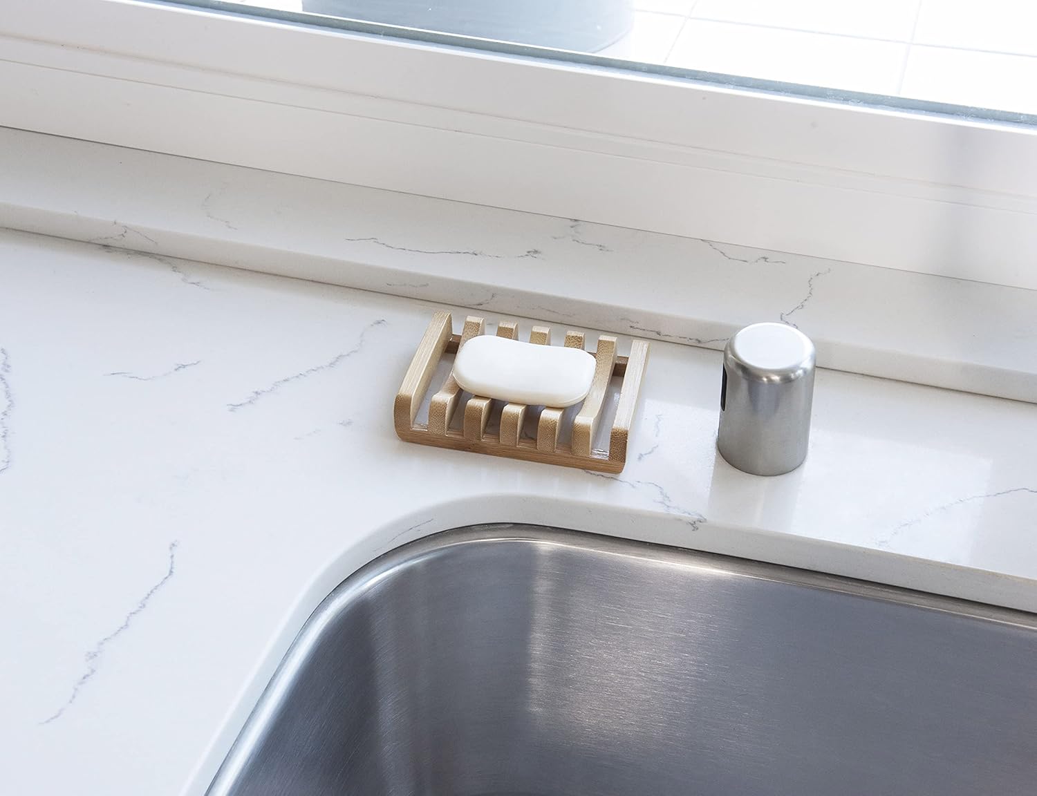 Bar Soap Dish for Sink or Shower, Odor Resistant Tray, Sustainable Bamboo Wood Holder, Great for Bathrooms and Kitchens, 2 Pack - Image 7