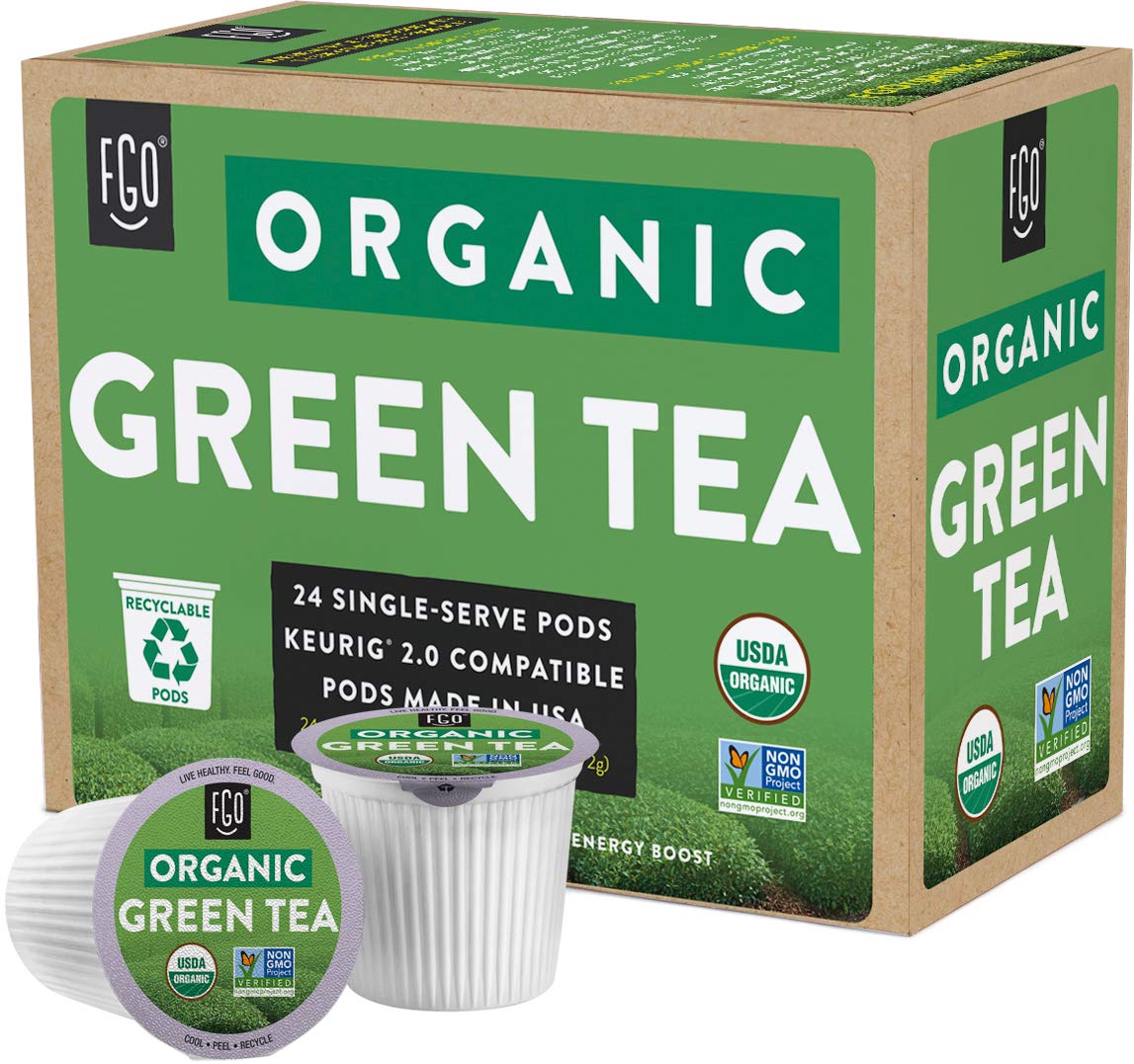 FGO Organic Green Tea K-Cup Pods for Keurig, 24 Count (Pack of 1), Premium Green Tea is USDA Organic, Non-GMO, & Recyclable with Naturally Occurring Caffeine - Image 5