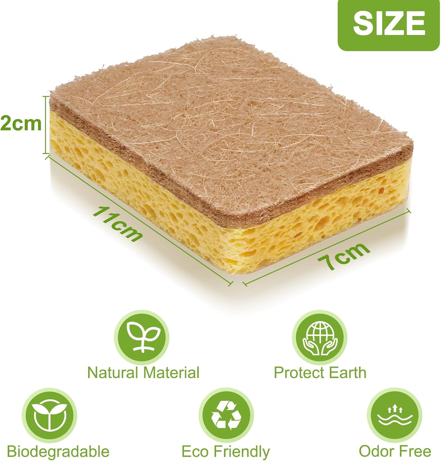 12 Pack Non-Scratch Scrub Sponge, Natural Kitchen Sponges for Cleaning Kitchen, Scratch Free Biodegradable Sponges for Dishes, No-Stick Cookware - Image 5