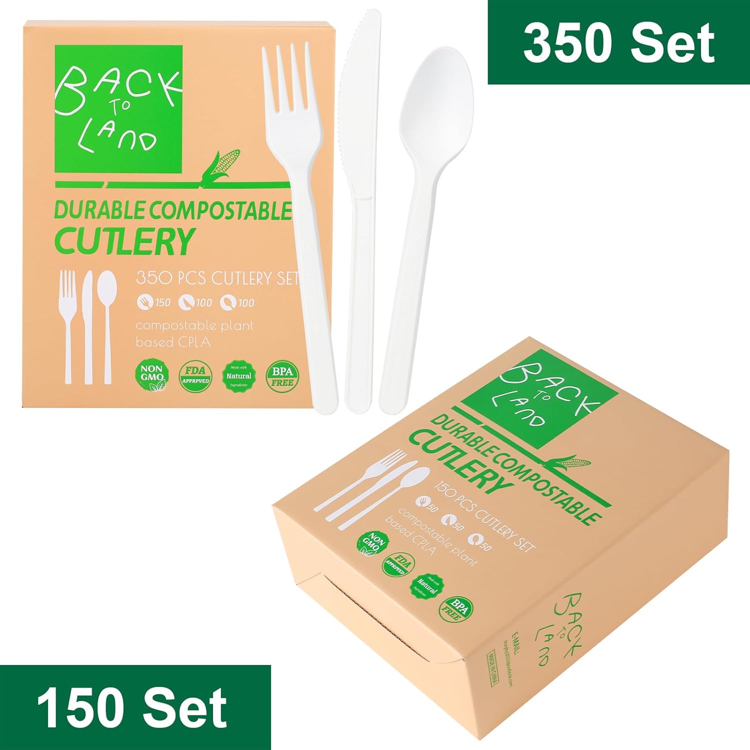 100% Compostable Disposable Silverware 100pcs, Compostable Spoons Bulk, Serving Utensils Set for Parties, Heavy Duty Eating Cutlery for Camping, Picnics - Image 4