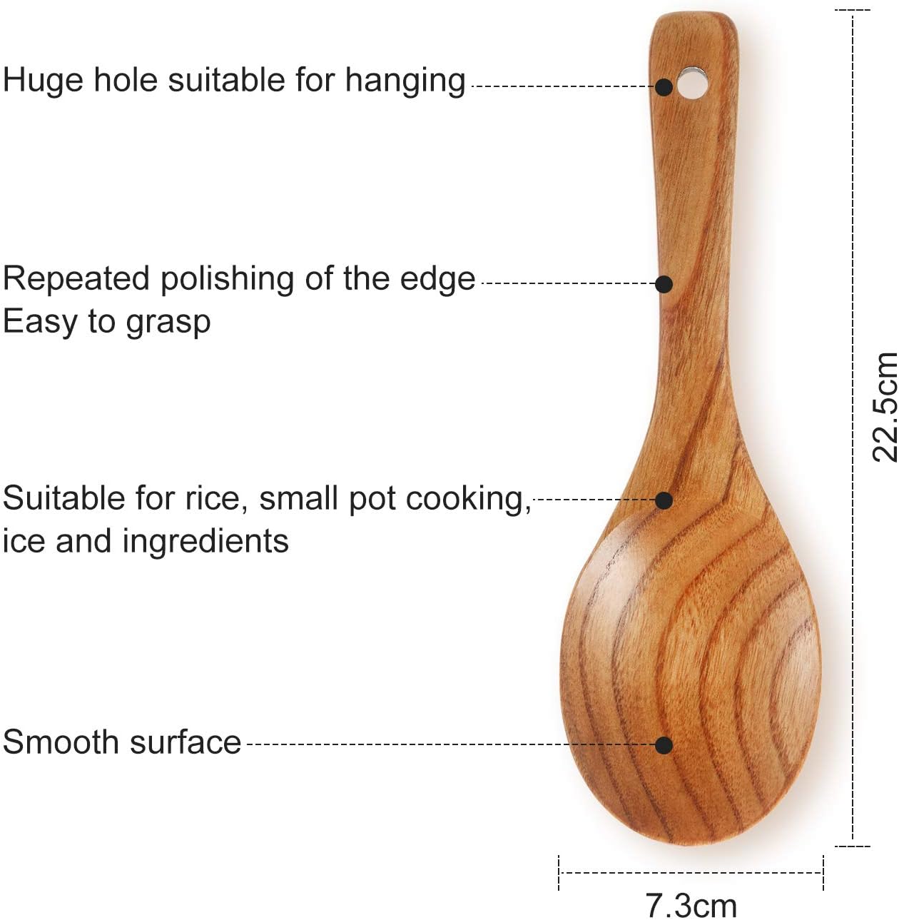4 Pieces Wooden Spoons Set 9 Inch for Cooking, Serving Salad, Stirring Soup, Rice, Nonstick Heat Resistance Easy to Use - Image 3