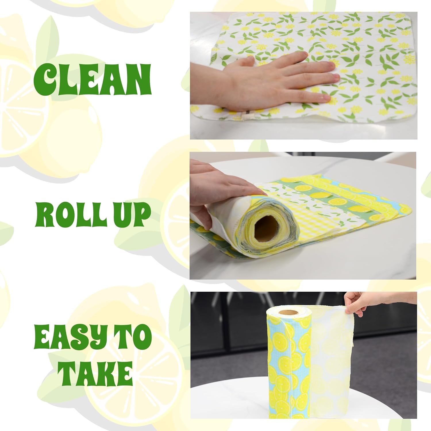 Reusable Paper Towels - Value Pack of 25 Jumbo Large Paperless Paper Towels, Reusable Cotton Cloth Napkins Alternative Washable Roll, Absorbent Sustainable Kitchen Dish Cloth - Image 4