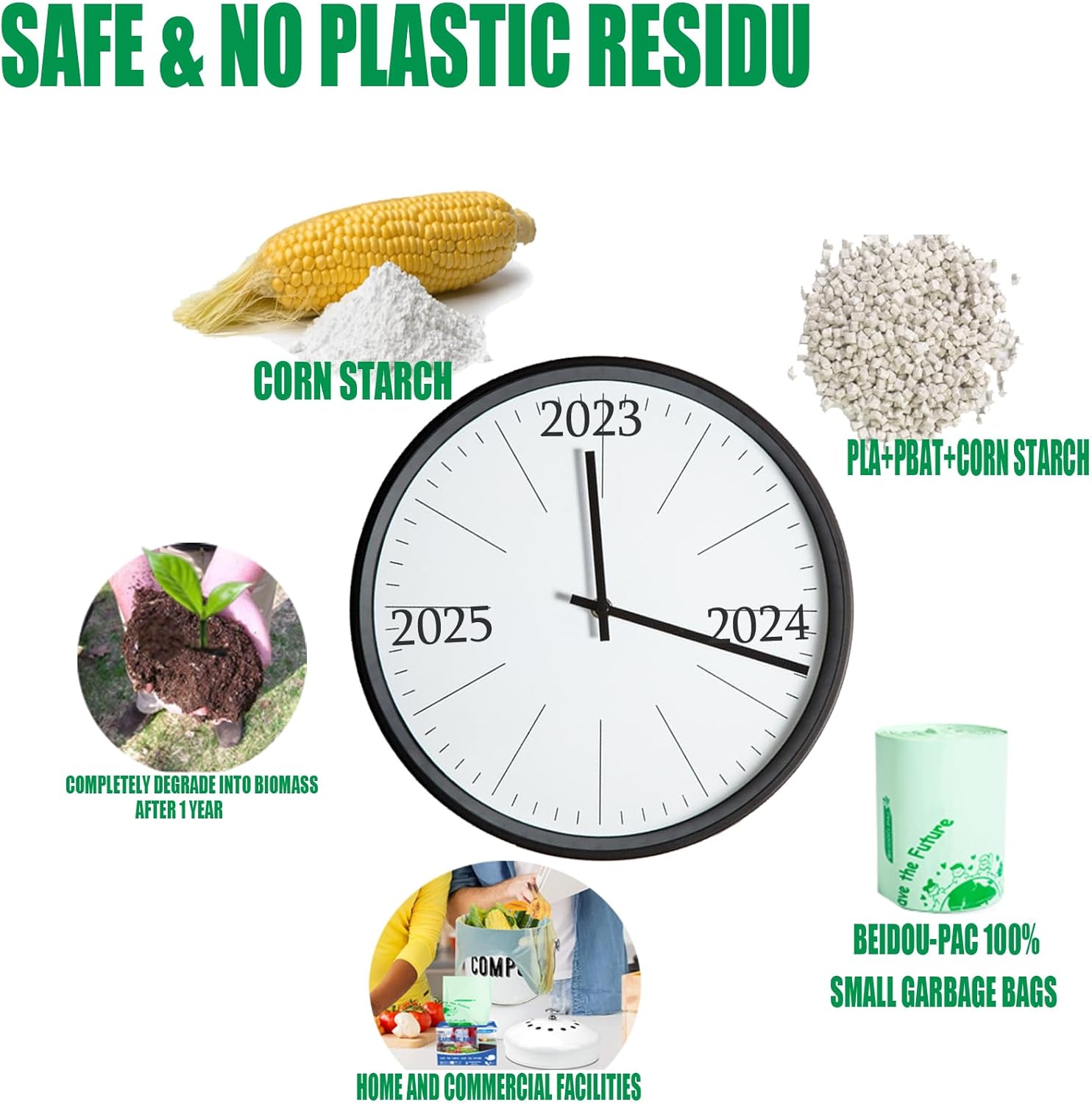 1.6 Gallon Compostable Trash Bags with Handle, 125 Count Small Compost Bags, Biodegradable Kitchen Garbage Bags, Food Scrap Waste Bags for Countertop Bin, ASTM D6400, US BPI Certified - Image 7