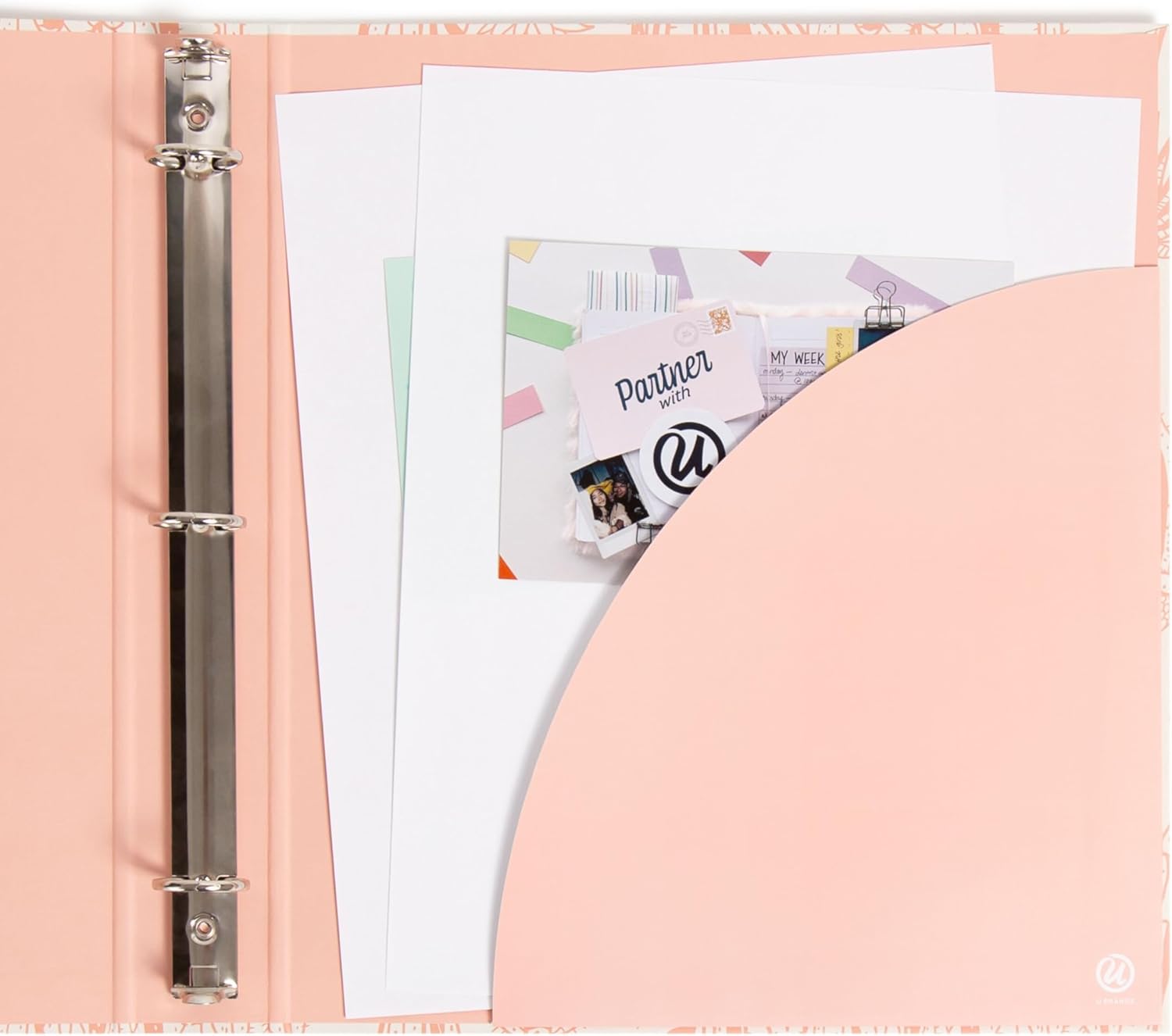 U Brands Eco-Conscious 1" Binders, Set of 2, Pink and Sage Green Boho Chic Prints, Silver Metal O-Rings - Image 8