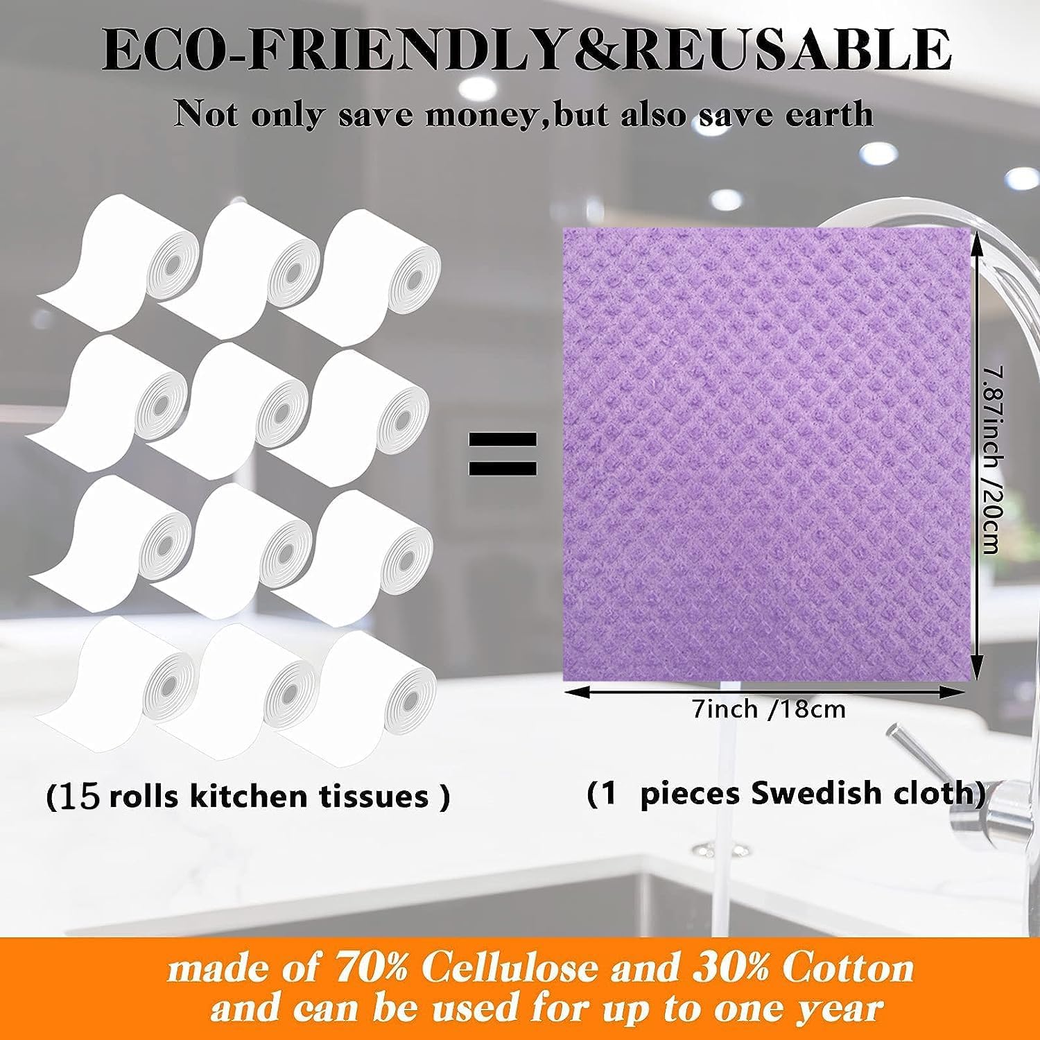 Swedish Dishcloths for Kitchen Assorted 10 Pack Reusable Compostable Kitchen Cloth Made in Germany Cellulose Sponge Swedish Dish Cloths for Washing Dishes Reusable Paper Towels Washable - Image 3