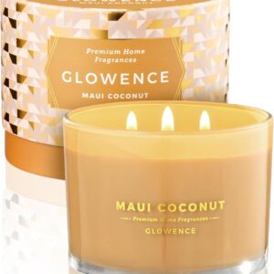 Coconut Scented Candle – 100% Natural Soy Wax – Large 3 Wick Jar Candle – Up to 40 Hours Burning Time – Aromatherapy Candles for Home – Housewarming Gift for Men and Women