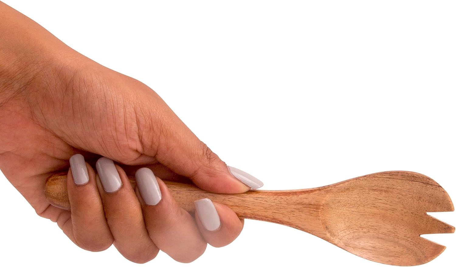 8 Inch Acacia Wood Salad Server Set Wooden Mixing Tongs Dinner Fork & Spoon Serving Utensils For Tossing Salad Handmade Cookware Salad Cooking Utensils & Accessories For Kitchen, Natural Brown - Image 9