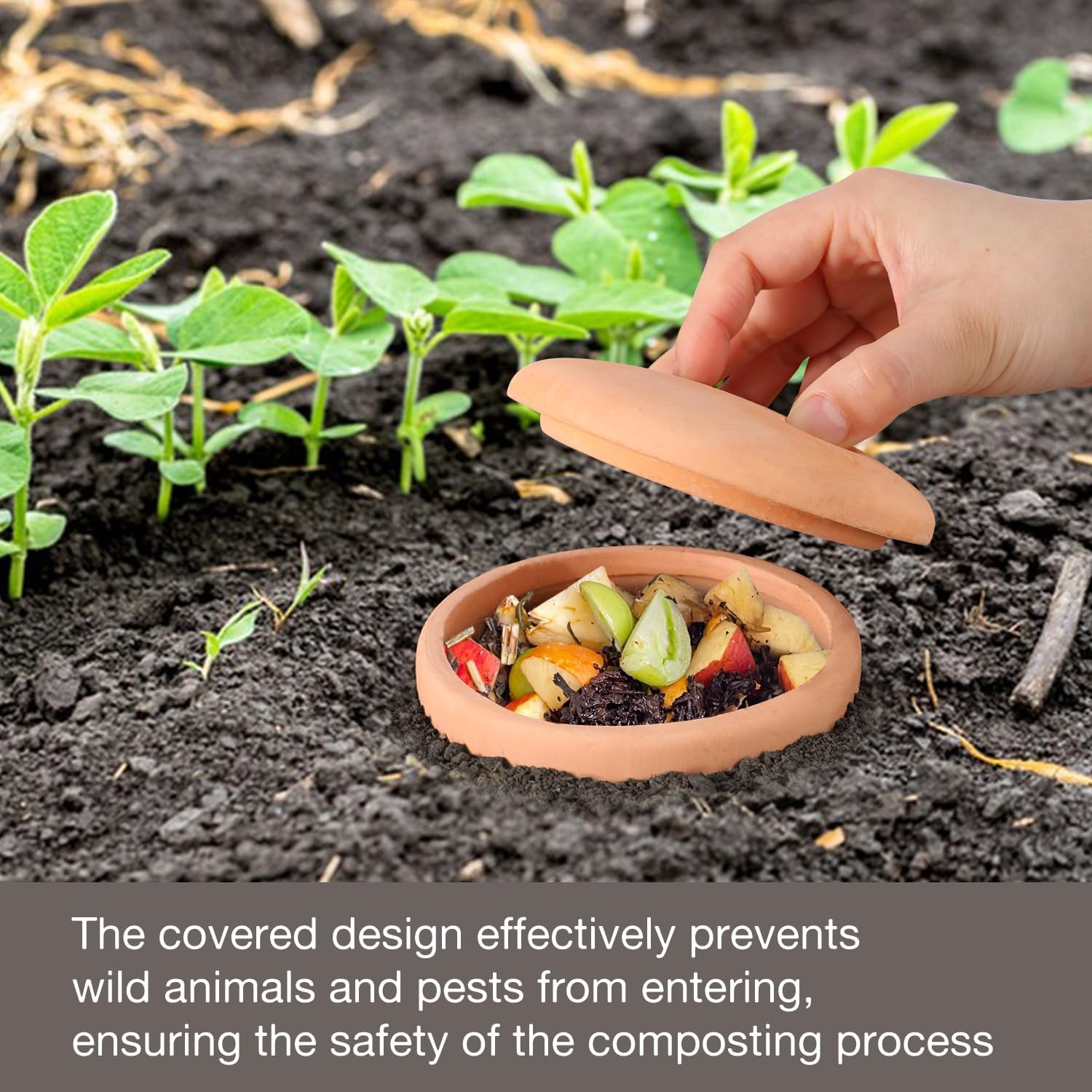 Underground Worm Farm Clay 10Inch Garden Composting bin Ceramics Outdoor Gardening from Kitchen Food Waste with Holes Systems Sustainable Worm Composter for Raised Garden Beds at Home - Image 5