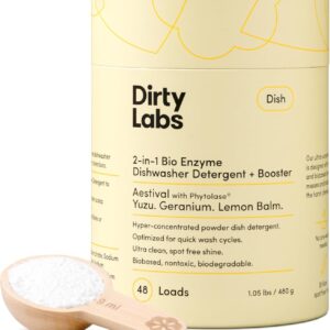 Dirty Labs | Dishwasher Detergent and Booster | Aestival Scent | 48 Loads (1 lb) | Ultra Clean, Spot Free, Quick Wash Optimized | Hyper Concentrated