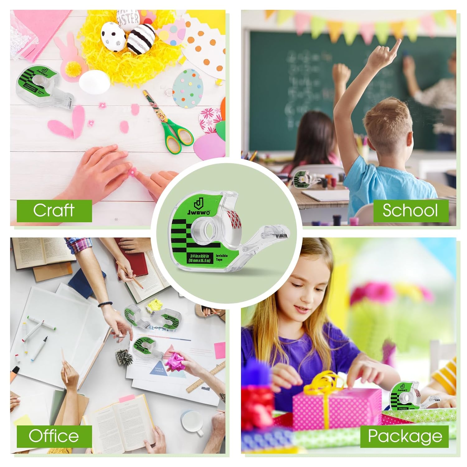 12 Invisible Tape with 12 Refillable Tape Dispenser, Home Office Supplies and Back to School Supplies for College and Classrooms, Matte Finish, 3/4 in x 650 in - Image 8