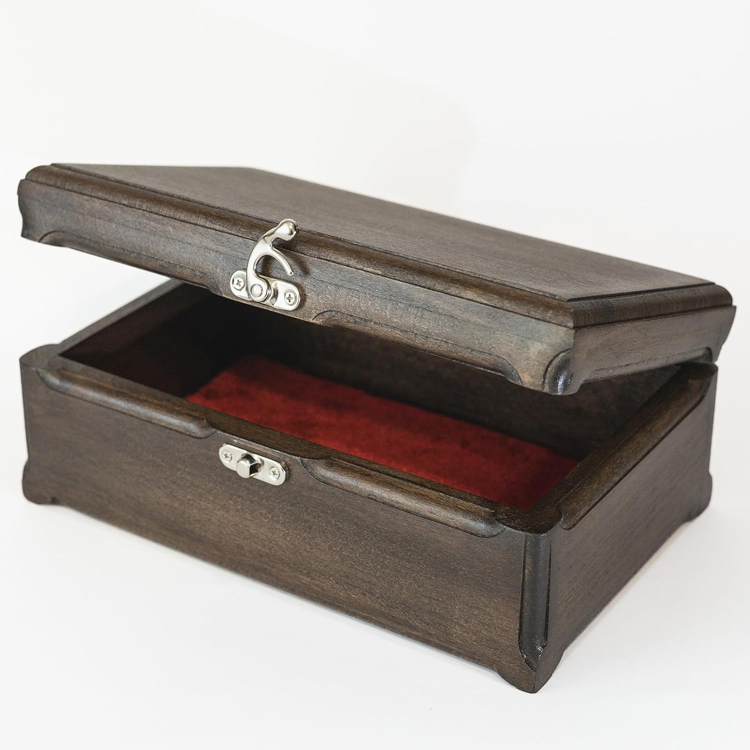 Handmade Beechwood Jewelry Box, 9.1 x 5.9 x 3.7 inches (23 x 15 x 9.5 cm), Vintage Organizer with Clasp, Eco-Friendly Gift for Rings, Trinkets, Keepsakes, and Sustainable Jewelry Storage - Image 2