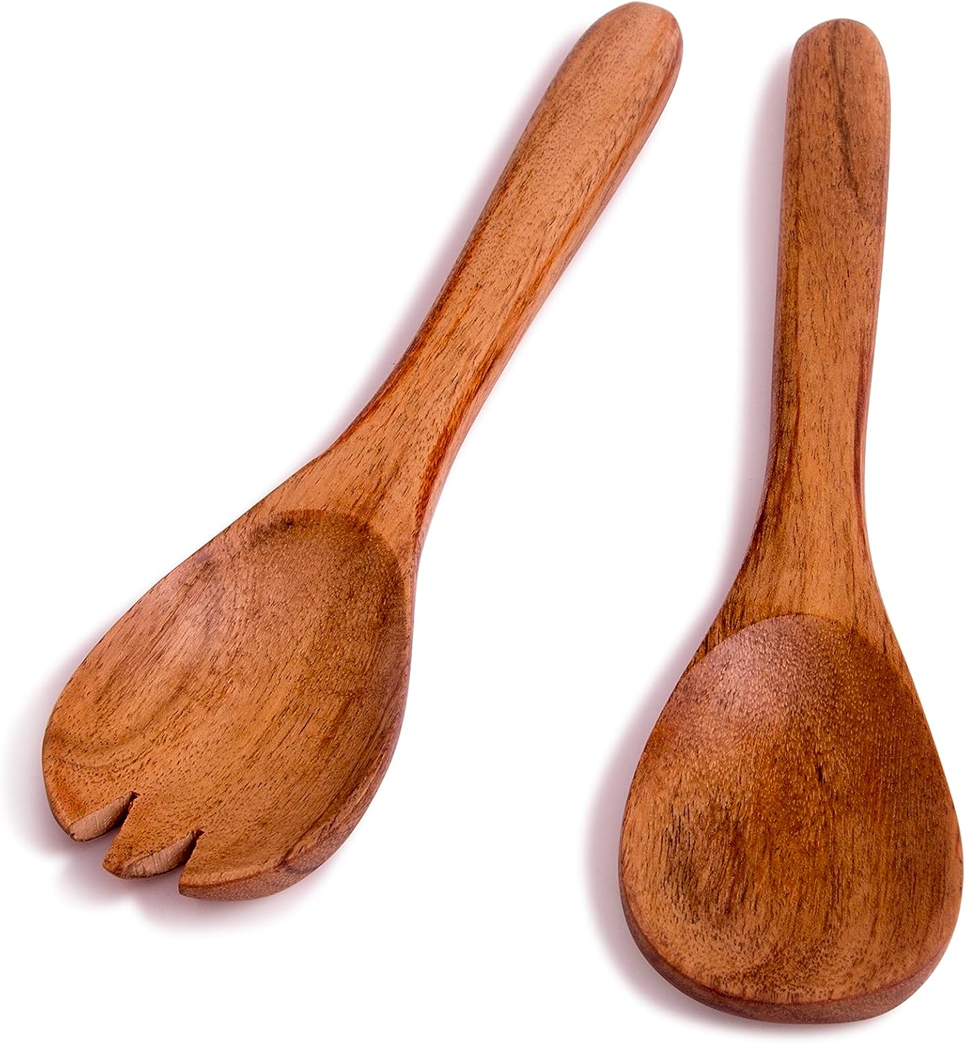 8 Inch Acacia Wood Salad Server Set Wooden Mixing Tongs Dinner Fork & Spoon Serving Utensils For Tossing Salad Handmade Cookware Salad Cooking Utensils & Accessories For Kitchen, Natural Brown - Image 4