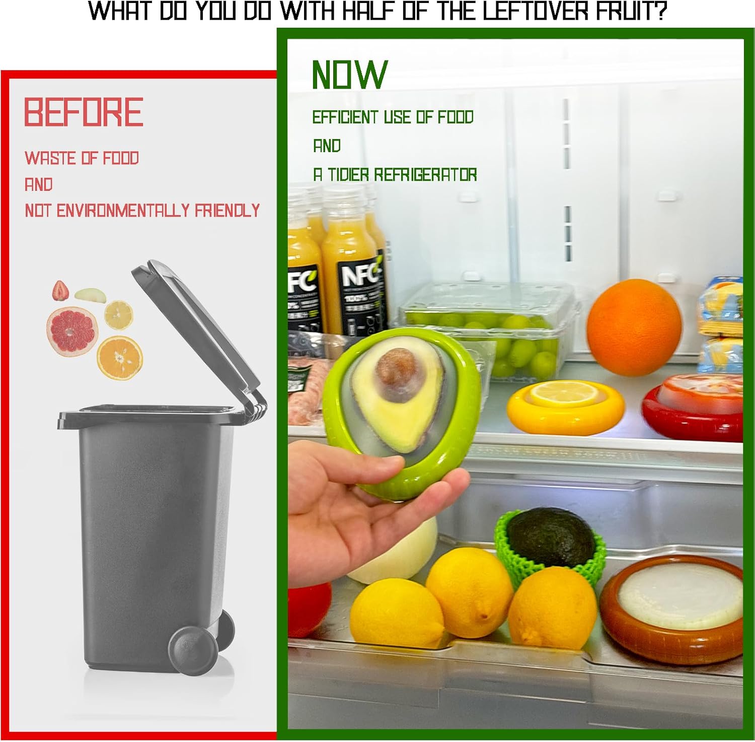 AEKTBY 4-Pack Reusable Avocado & Onion Saver - Silicone Vegetable & Fruit Storage Containers for Fridge, Anti-Oxidation Fresh Keeper Boxes - BPA-Free, Airtight & Eco-Friendly (ABS + Silicone) - Image 4