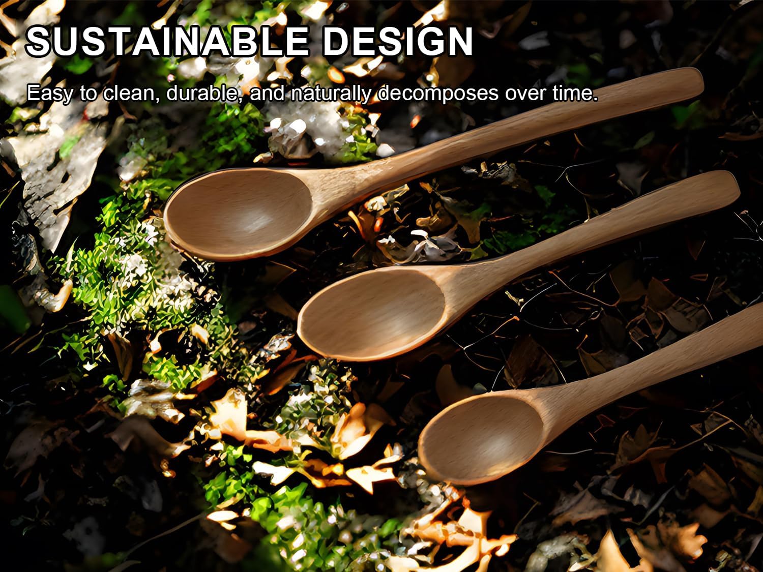 6 Piece Wooden Spoons Set - Premium Beech Wood Small Spoons in 3 Sizes (4.9", 5.9", 7.1") for Honey, Tea, Coffee, Multi-Purpose Mini Teaspoons Utensils for Ice Cream and Soup - Image 7