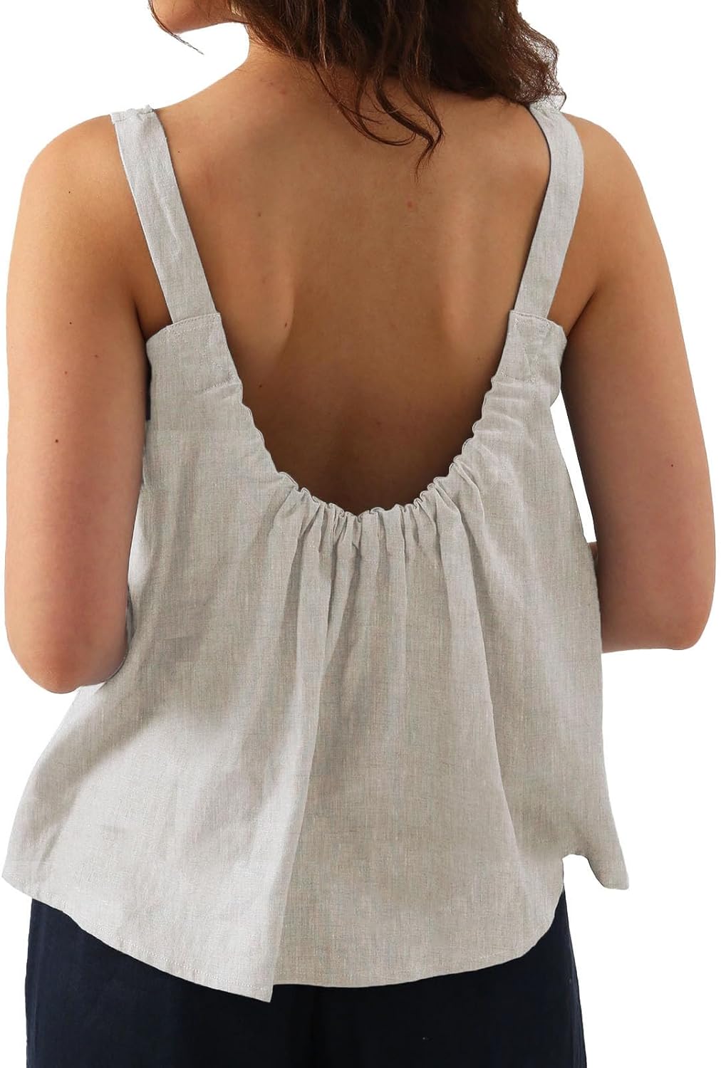 Amazhiyu Womens Pure Linen Square Neck Sleeveless Tank Tops for Casual Summer - Image 2