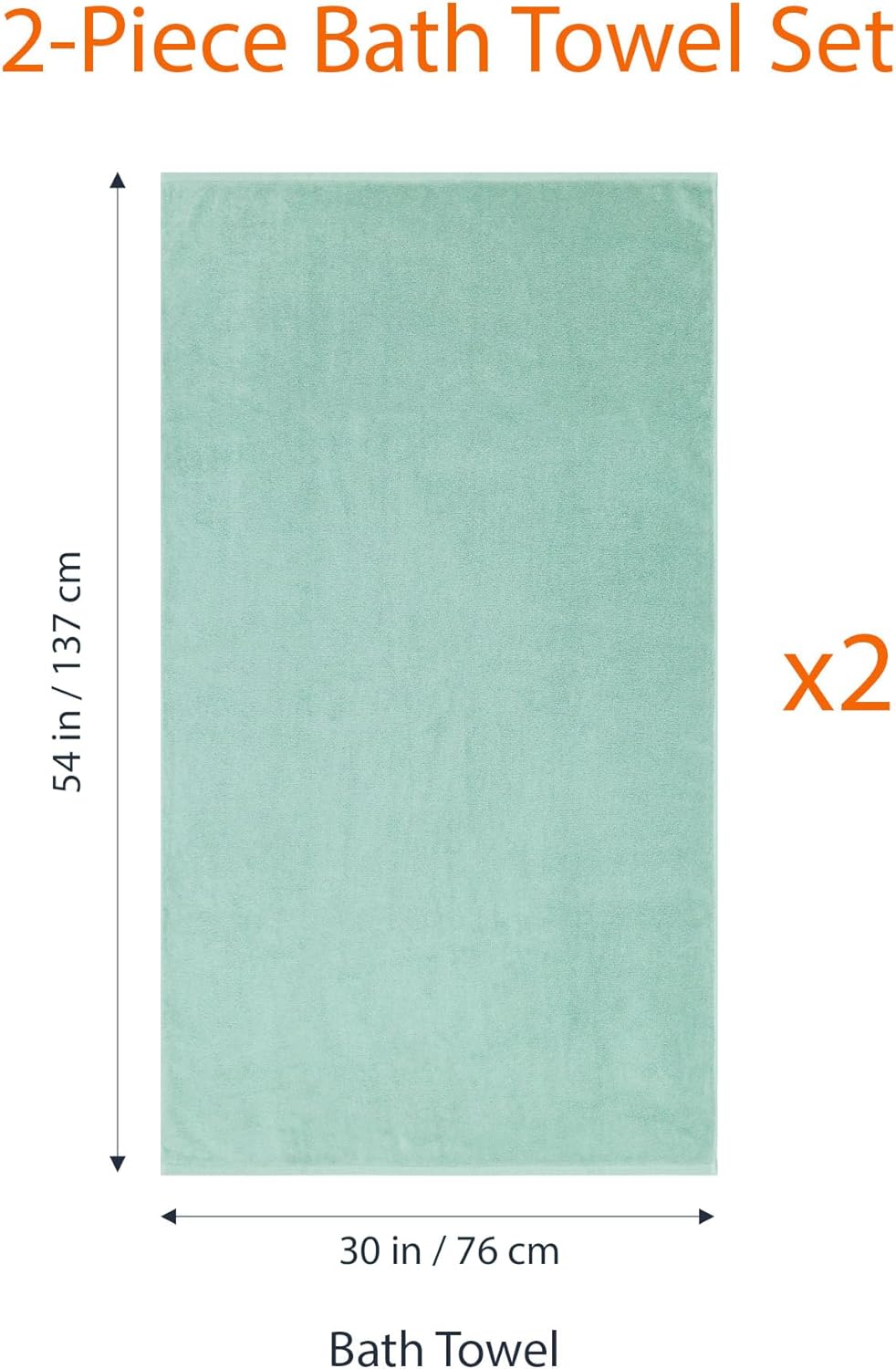 Amazon Basics 100% Cotton Quick-Dry Lightweight Moisture Absorbing Bath Towel, 2-Pack, Seafoam Green, 54" x 30" - Image 5