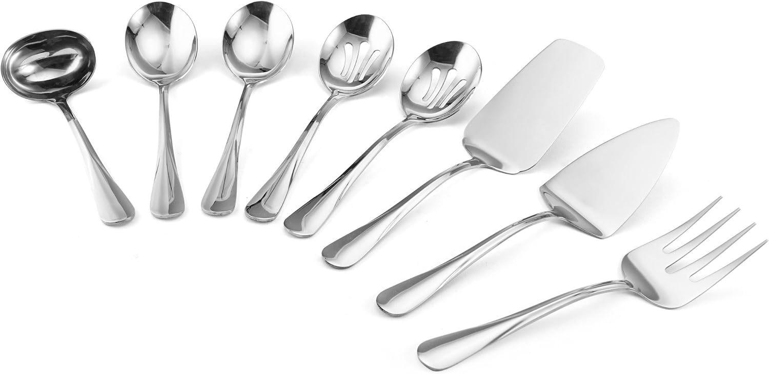 Gourmet Basics by Mikasa 5181046 Kaylee 8-Piece Stainless Steel Serving Set - Image 3