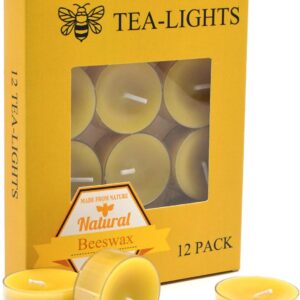 12pcs Natural Beeswax Tealight Candles – Organic Candle Honey Scent Smokeless Clean Burning