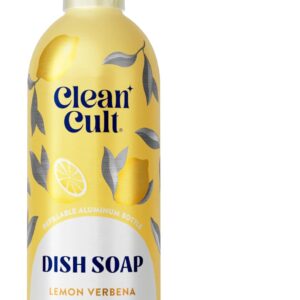 Cleancult – Lemon Verbena – Liquid Dish Soap – Refillable Aluminum Bottle – Dish Soap that Cuts Grease & Grime – 16 oz – 1 Pack