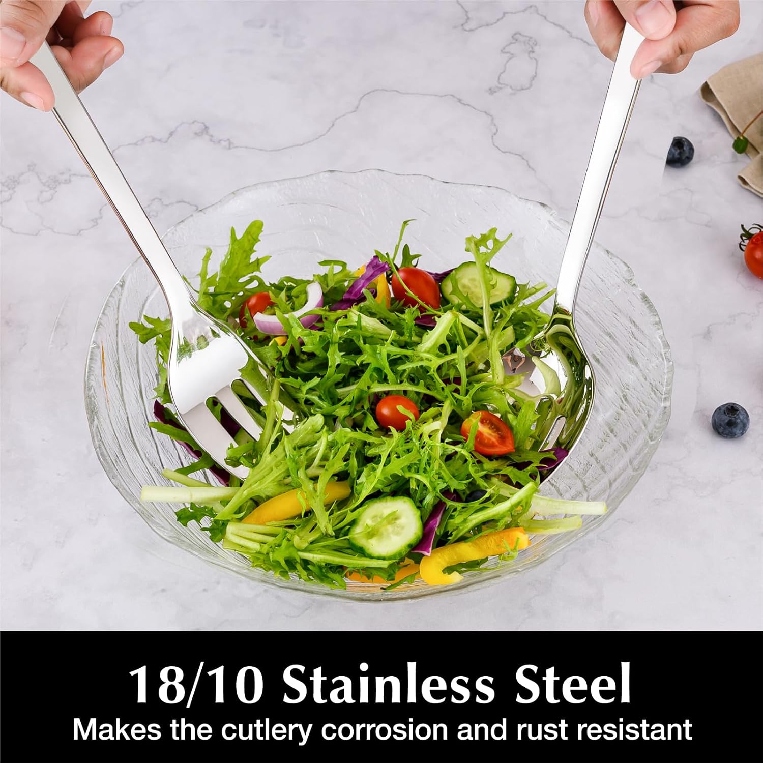 KINGSTONE Slotted Serving Spoons Sets 4 Piece,18/10 Stainless Steel Heavy Duty 9.84inch For Buffet, Wedding, Party,Catering,Dishwasher Safe - Image 3