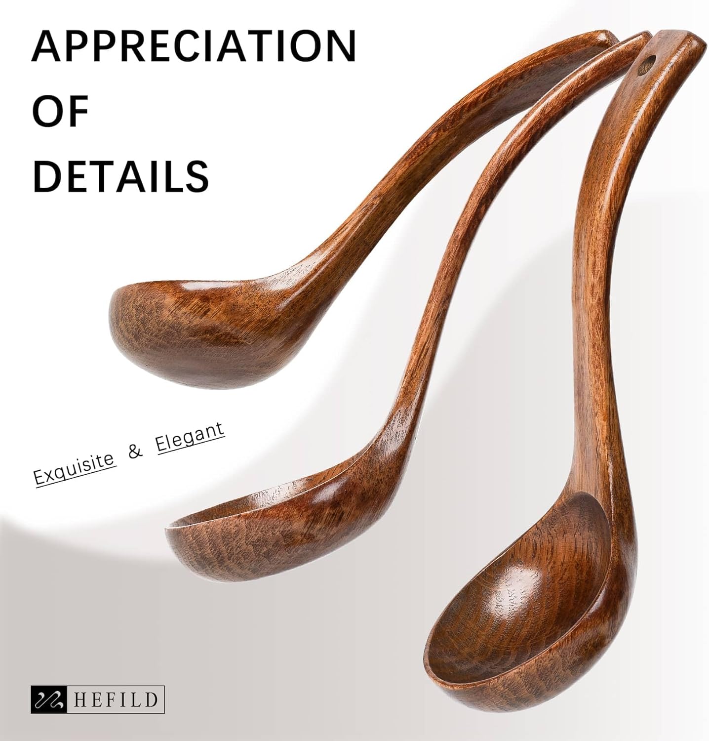 Wooden Soup Ladle, 10.8" Handle, 3.0 fl oz Large Scoop Utensil for Serving & Cooking, Hardwood Wooden Ladle – Wood Spoon for Soup Natural and Sustainable - Image 4