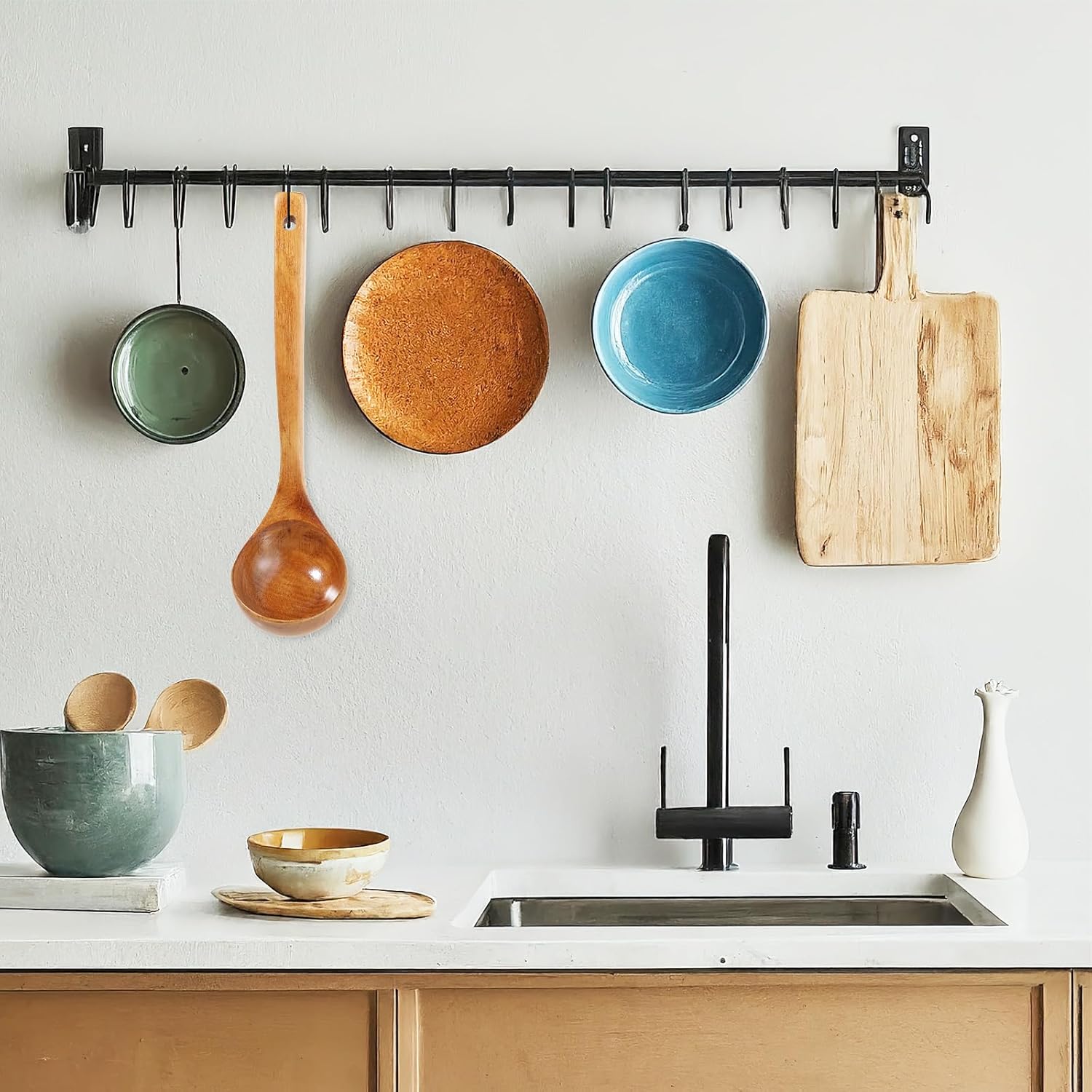 Wooden Ladle, 11" Long Handle Soup Ladle Spoon Large Kitchen Wooden Scoop Deep Teak Wood Spoon Utensil for Cooking Serving Cookware, Sustainable Natural Texture - Image 8