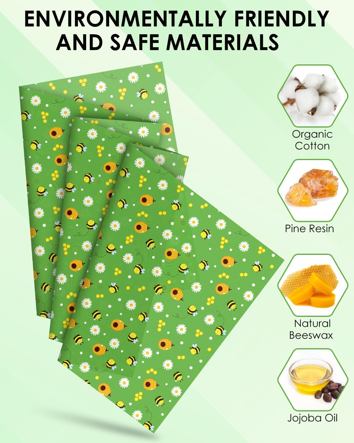 Beeswax Food Wraps 1 Meter Roll 13 x 39 Inch Reusable Beeswax Wraps Eco-Friendly Sustainable Food Storage Wraps for Sandwich, Cheese, Fruit, Bread, Snacks - Image 4