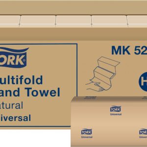 Tork Multifold Hand Towel, Natural, 100% recycled, FSC certified, Compatible with H2 Dispensers, 16 packs x 250 sheets (MK520A)