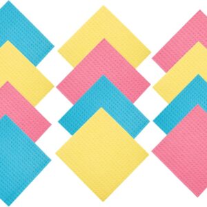 Swedish Dishcloths for Kitchen | Reusable Cleaning Wipes | Cellulose Dish Sponge | Multi-Purpose Cleaning Washcloths | Perfect for Metal, Glass, Appliances,Tiles & Car | Pack of 12