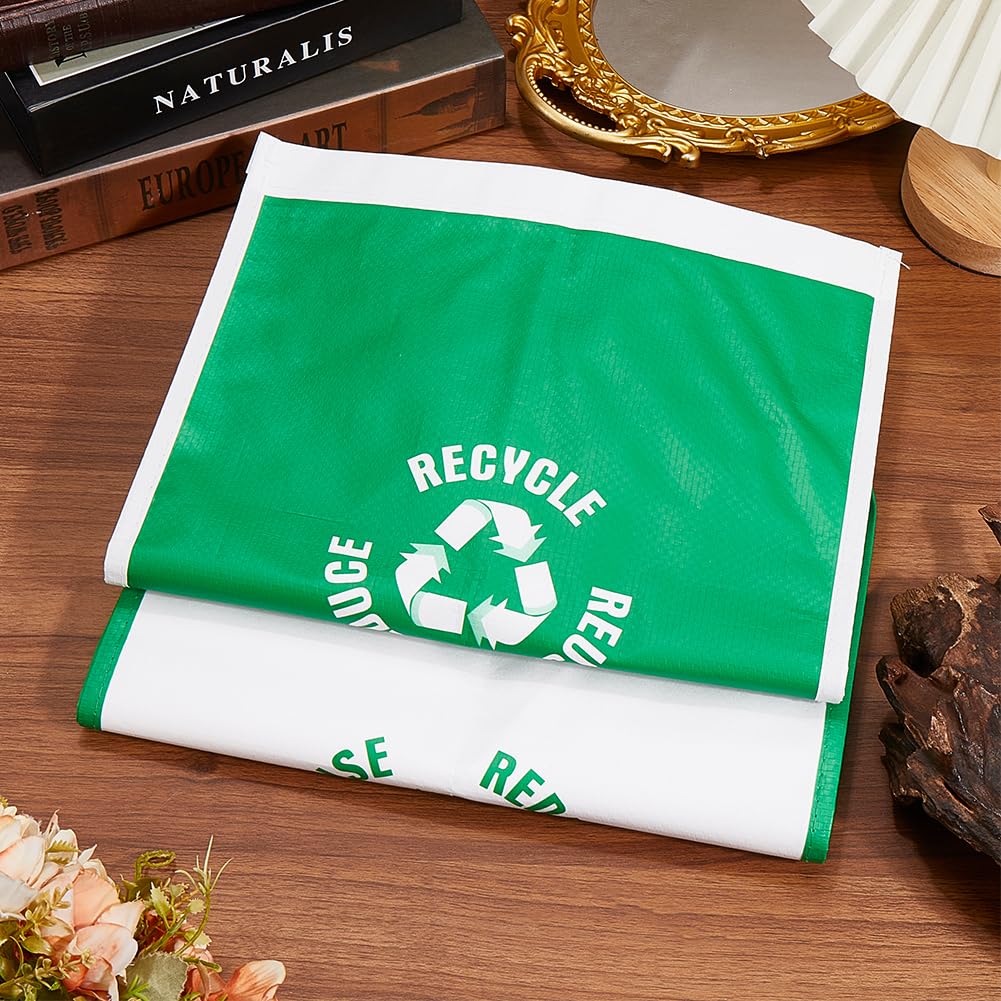 CREATCABIN 2Pcs Recycle Waste Bags Trash Recycling Bins Combo Polypropylene Waterproof Reusable Home Indoor Trash Sorting Organizer Baskets Compartment Container for Kitchen Green White 11.8x11.8x17in - Image 4