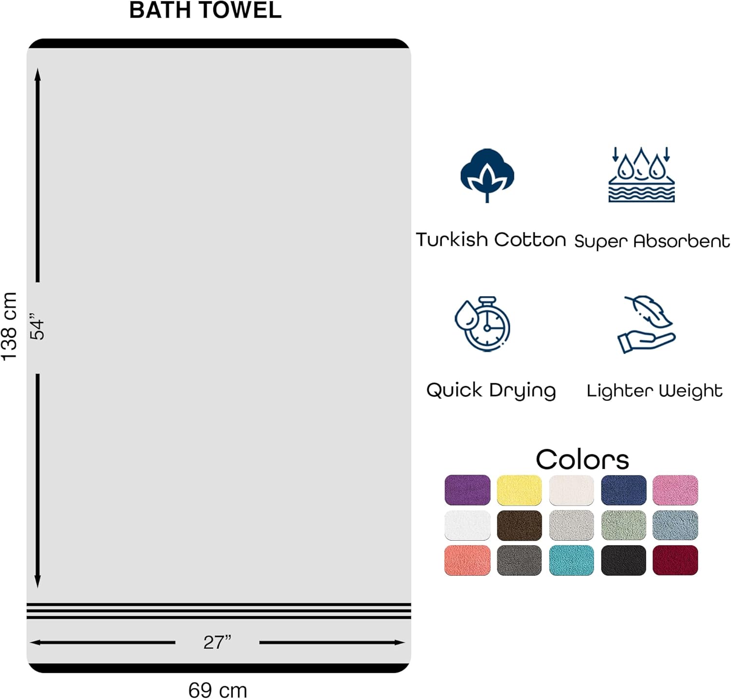 Hawmam Linen White Bath Towels 4 Pack 27 x 54 Inches 100% Turkish Cotton Soft Lightweight and Highly Absorbent Quick Drying Towels, Premium Quality Perfect for Daily Use - Image 6