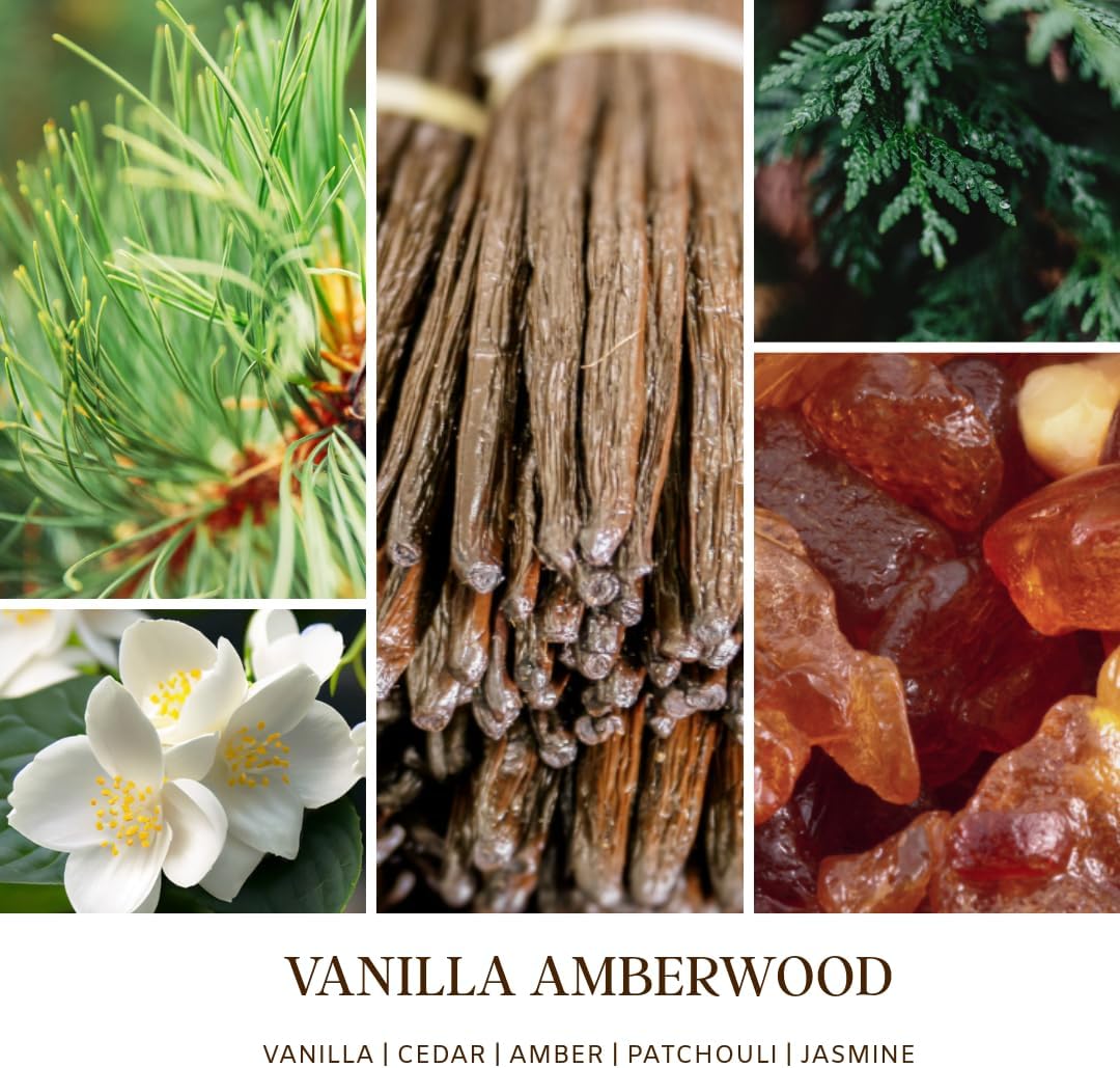 Vanilla Amber Wood Scented Candle – 100% Soy Wax, 50 Hour Burn – Amberwood, Warm Vanilla, Cozy Aromatherapy Gift for Women or Men – Luxury Candle for Home, Bedroom, Bath, Relaxation - Image 3