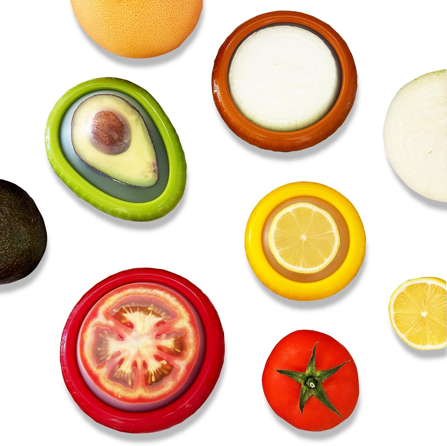 AEKTBY 4-Pack Reusable Avocado & Onion Saver - Silicone Vegetable & Fruit Storage Containers for Fridge, Anti-Oxidation Fresh Keeper Boxes - BPA-Free, Airtight & Eco-Friendly (ABS + Silicone) - Image 2