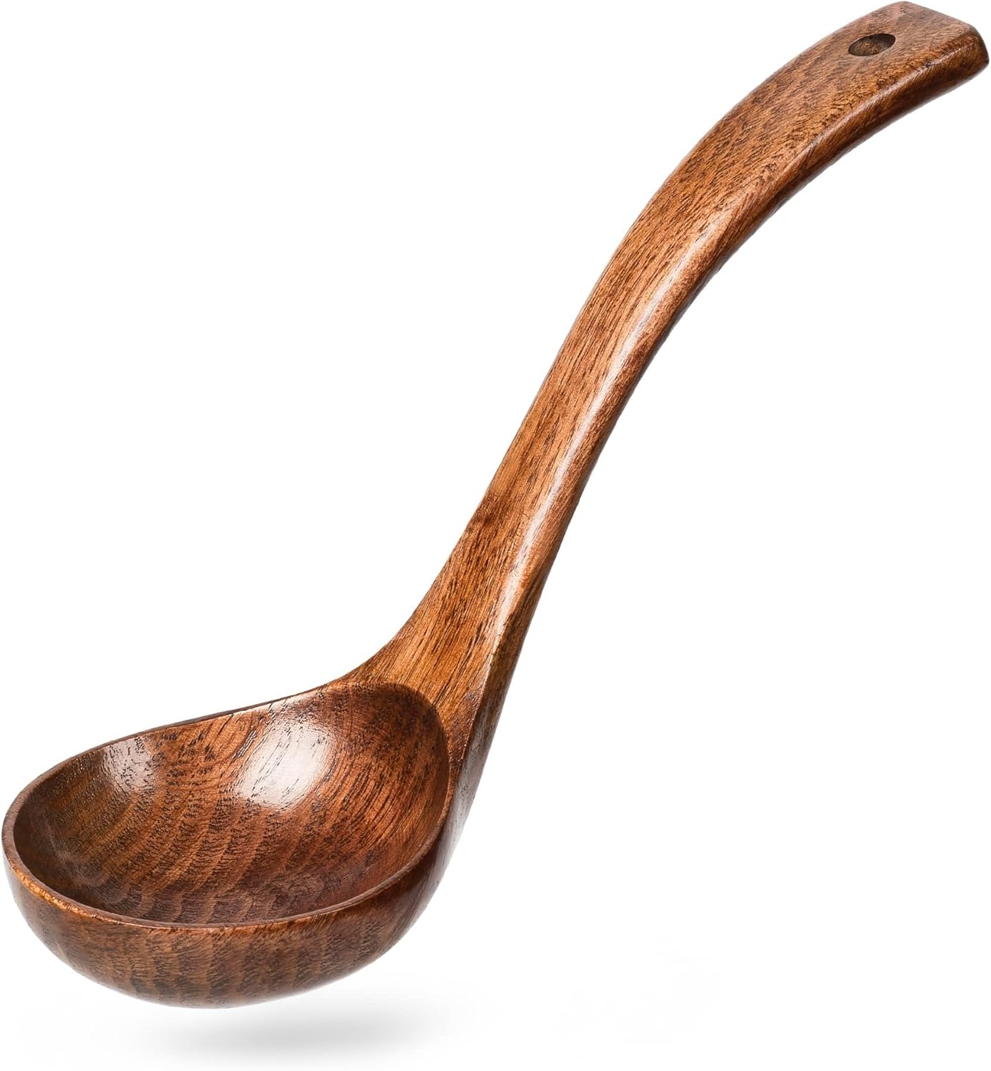 Wooden Soup Ladle, 10.8" Handle, 3.0 fl oz Large Scoop Utensil for Serving & Cooking, Hardwood Wooden Ladle – Wood Spoon for Soup Natural and Sustainable - Image 2