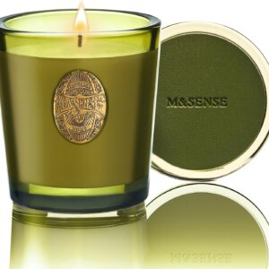 M&SENSE Natural Strong Soy Candle | Sandalwood Jasmine & Green | 9.2 oz, 50H Burn Time | Luxury Candle for Relaxation, Gifting, Home Décor | Ideal for Bedroom, Office, Party Ambiance